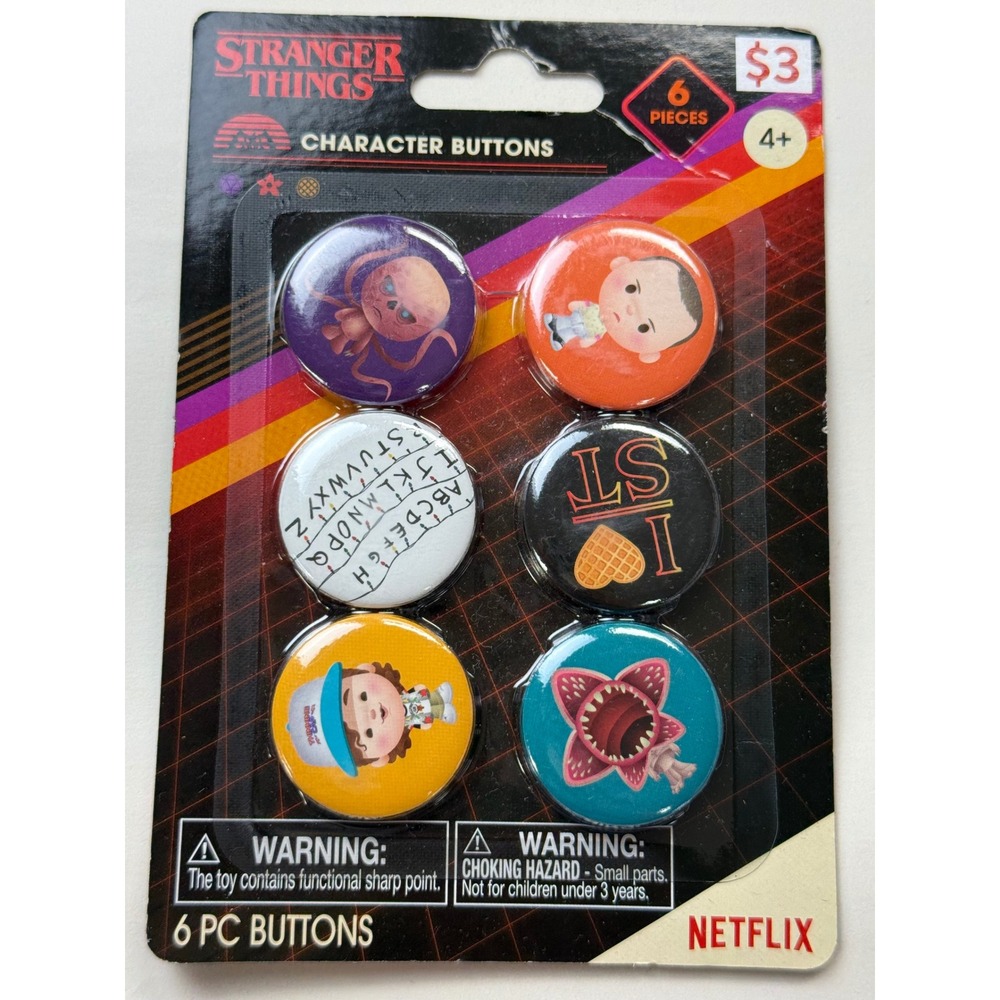 Stranger Things Character Buttons Pins Brand new